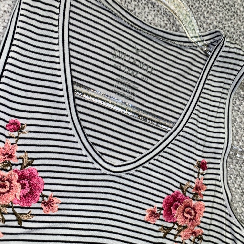 American eagle floral embroidered tank